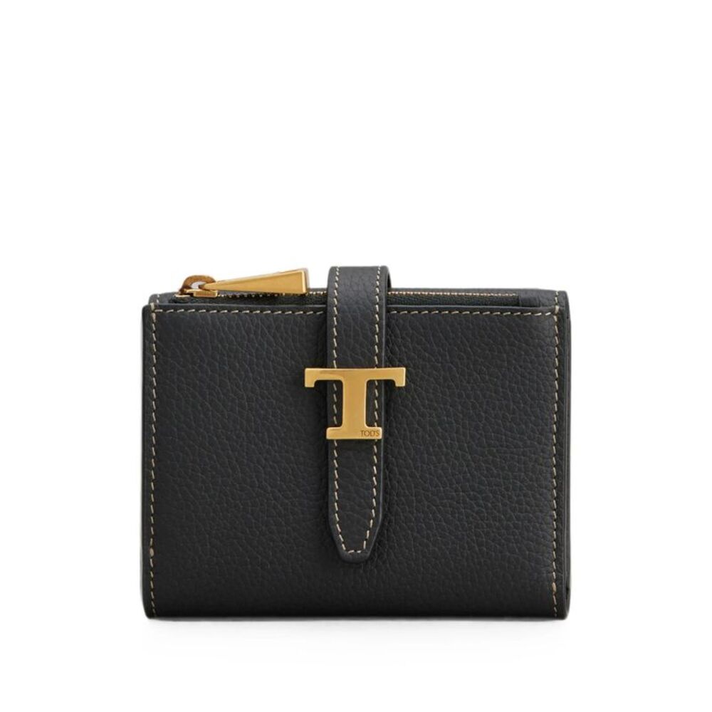 Tri-Fold Leather Wallet With Strap And Mini T Timeless Accessory Women